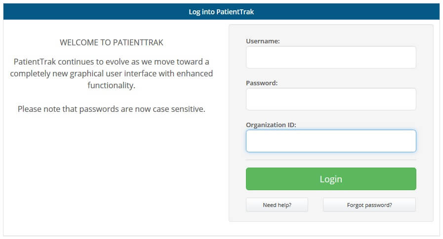 NEW PatientTrak Login Page and Password Requirements ...