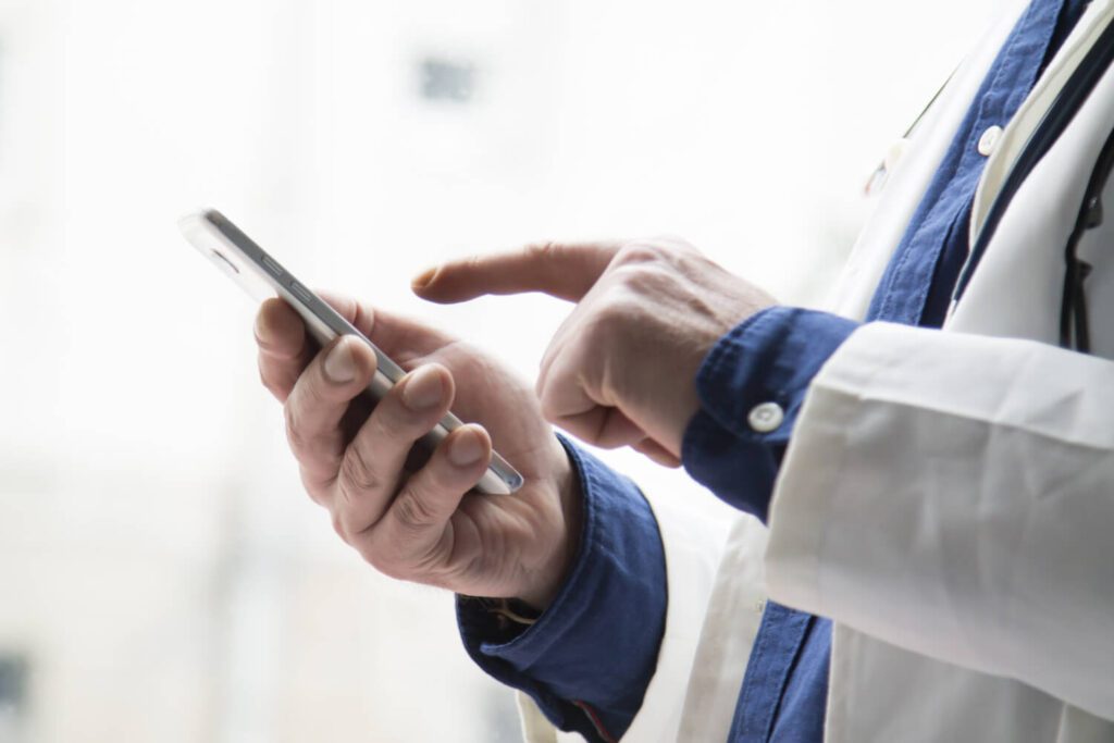 doctor using mobile