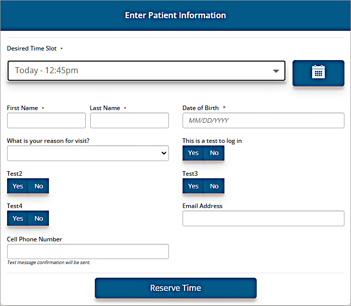 Enter patient information