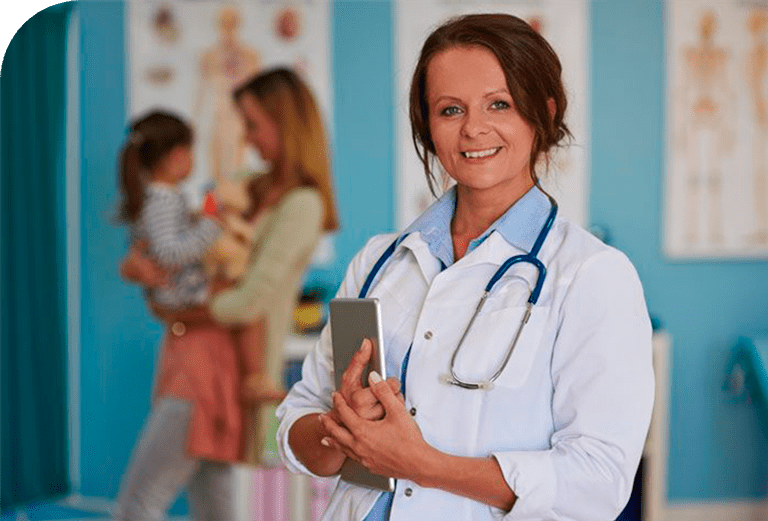 Doctor holding a tablet device